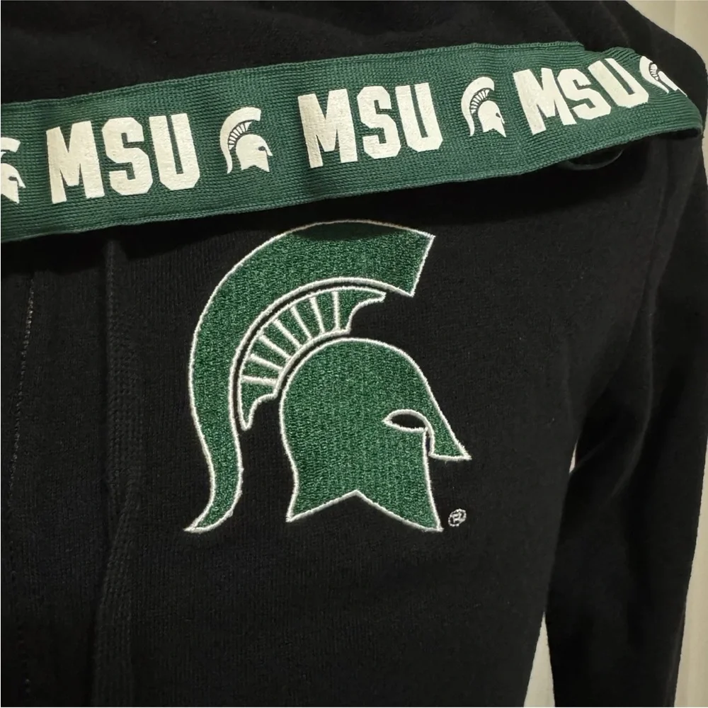 MSU SPARTANS Victoria's Secret MICHIGAN STATE UNIVERSITY Black Hoodie Jacket S - Picture 2 of 6